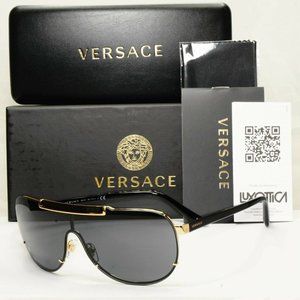 Versace Black Shield Men's Visor Sunglasses